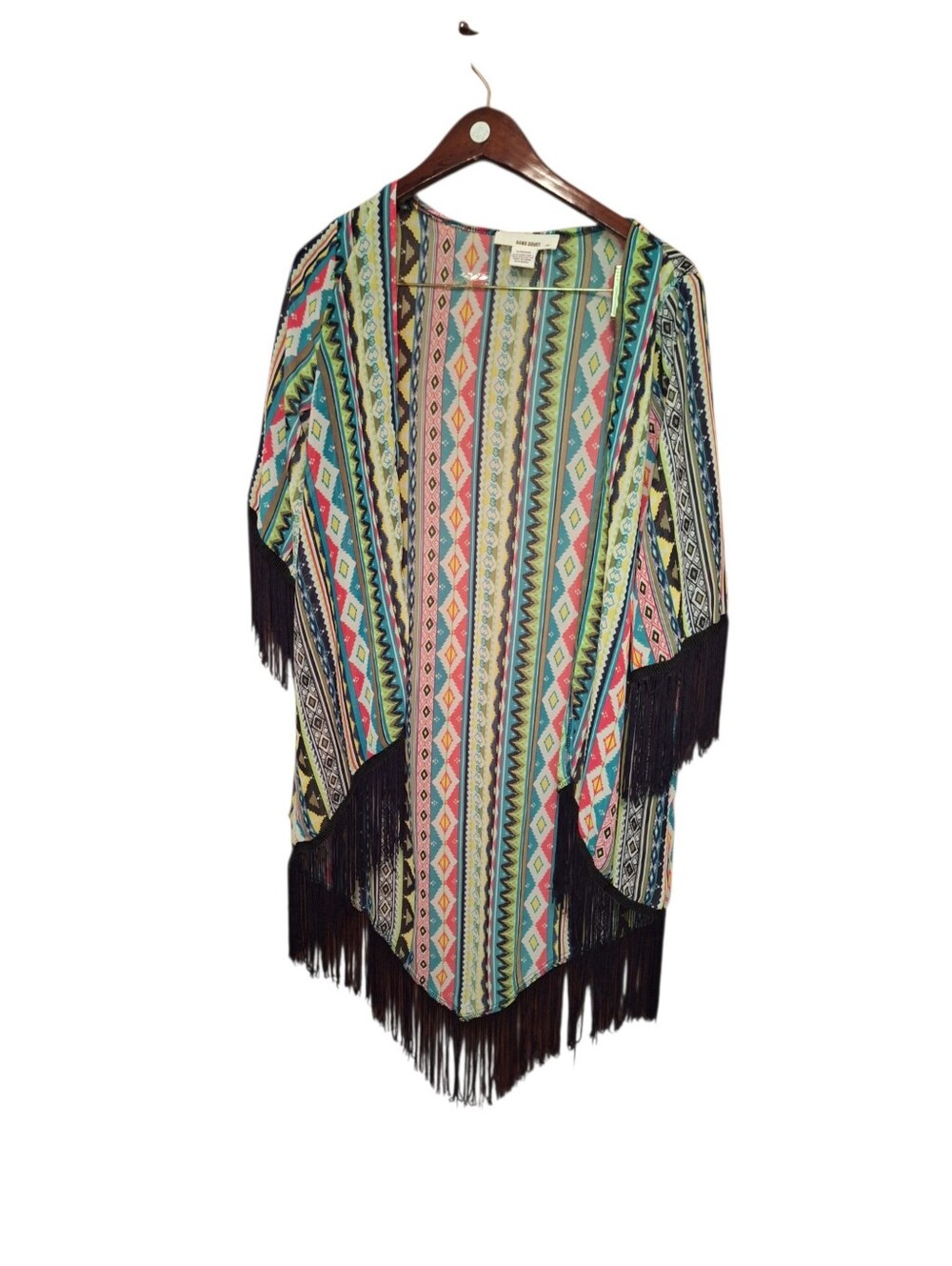 Sans Souci Aztec Fringed Pool Coverup Vacation Cruise BEACHY Ladies Medium